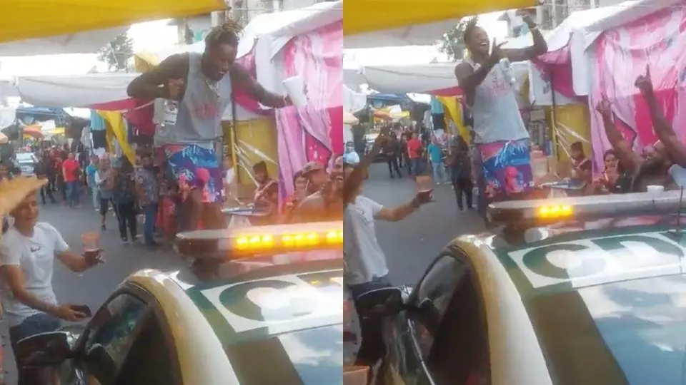 Video: Patrulla daba rondín por Tepito y personas la usaron de mesa de Table Dance