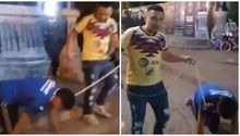 América: Aficionado cobró apuesta y puso 'de perrito' a fan de Cruz Azul