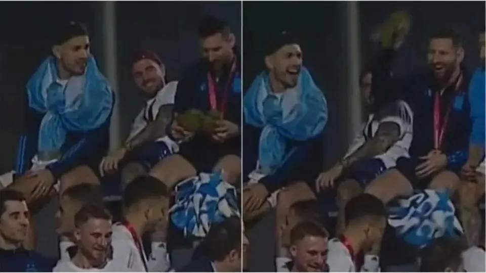 Messi recibió peluche de Tortuga Ninja en burla a Mbappé en los festejos de Argentina