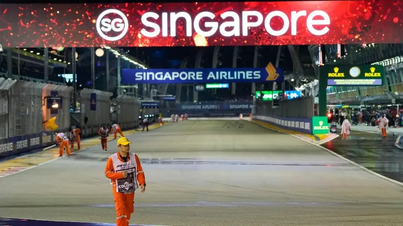 F1: GP de Singapur se retrasó por la lluvia; comenzará una hora después