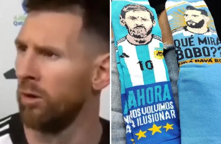 Lionel Messi: '¿Qué mirás, bobo?', aparece en calcetas con la frase