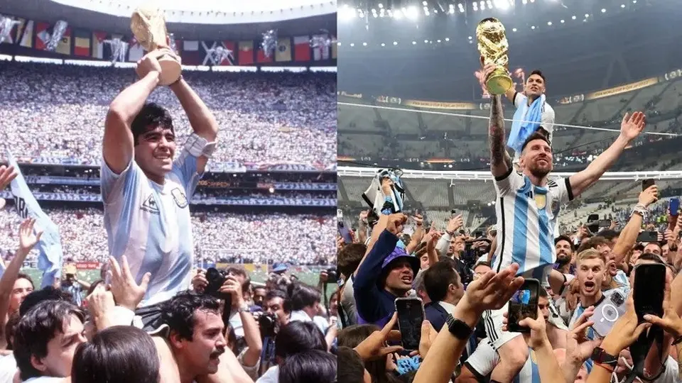 Qatar 2022: Messi 'calcó' la foto de Maradona levantando la Copa del Mundo