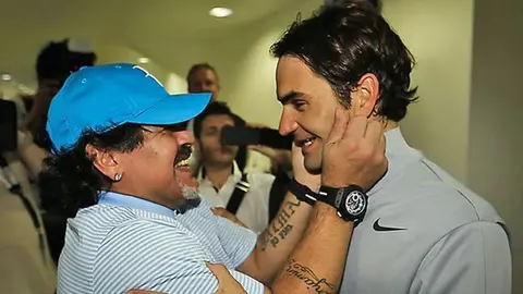 Roger Federer cuando recibió elogios de Maradona: ¡The Machine, qué bueno verte!,