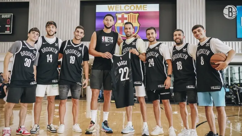 Barcelona visitó a los Nets previo a su despedida de Estados Unidos
