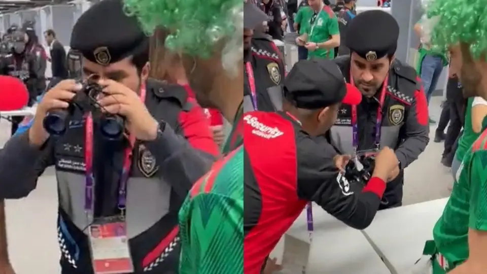Mexico vs Polonia: Aficionado intentó meter cantinflora con forma de binoculares al estadio