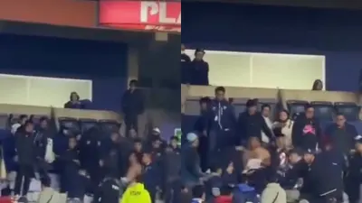 ¡Violencia en el estadio! Aficionados de Cruz Azul y Pachuca se pelean en la tribuna tras el triunfo cementero