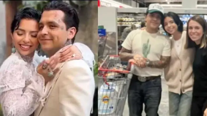 FOTO: Captan a Christian Nodal y Ángela Aguilar comprando su despensa en un Costco