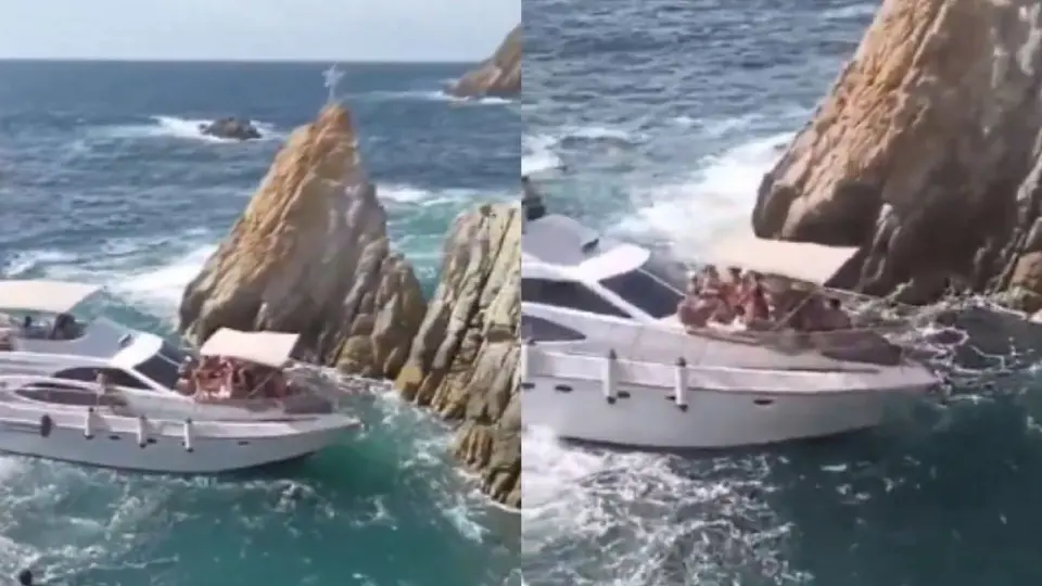 Yate chocó y se hundió en La Quebrada de Acapulco; rescatan a más de 20 turistas