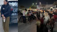VIDEO: Mujer protesta en agencia porque su auto sale mal; gente llega con música y carne asada para apoyarla
