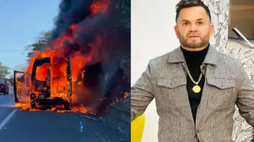 La camioneta del cantante de “El Coco No”, Roberto Jr., se incendió en Nayarit