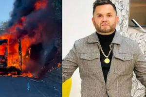 La camioneta del cantante de “El Coco No”, Roberto Jr., se incendió en Nayarit