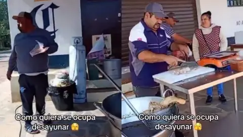 Pese al caos, el taquero siguió vendiendo los de carnitas a sus clientes/X: @luz_adriana_gto