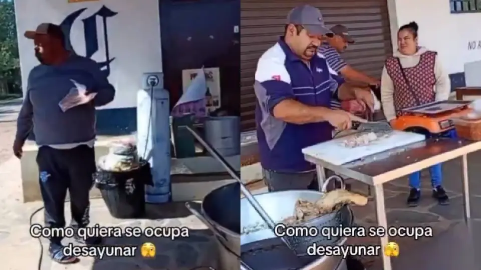 Pese al caos, el taquero siguió vendiendo los de carnitas a sus clientes/X: @luz_adriana_gto