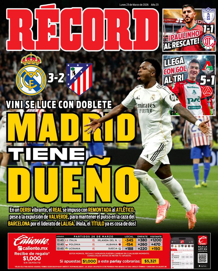 Portada RÉCORD 23 de marzo de 2026 | RÉCORD
