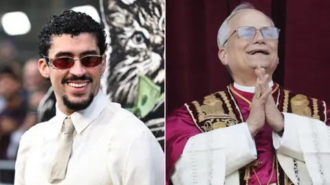 Bad Bunny y el Papa León XIV coincidirán en Madrid. / AP