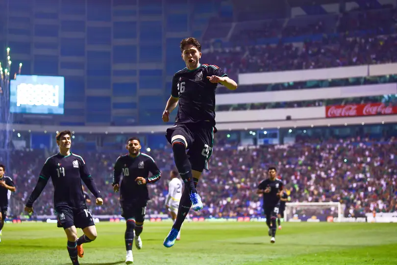 Brian Gutiérrez festejando su gol ante Ghana l MEXSPORT
