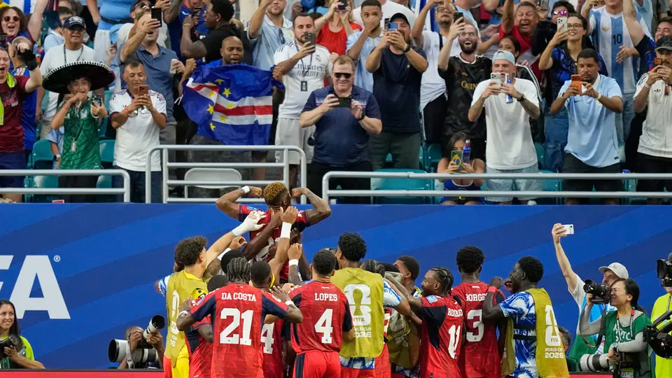 Festejo del empate de Cabo Verde ante Uruguay | AP