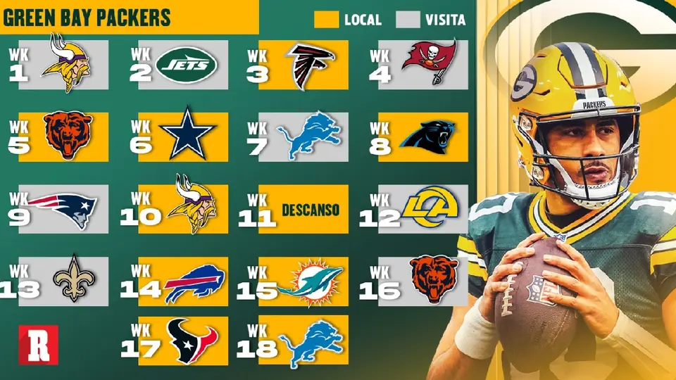 Calendario Temporada 2026 Green Bay Packers | RÉCORD