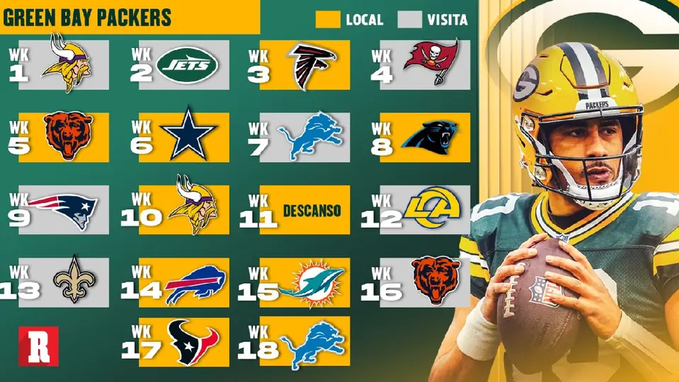 Calendario Temporada 2026 Green Bay Packers | RÉCORD