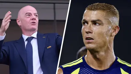 Cristiano Ronaldo y Gianni Infantino pasan un incómodo momento