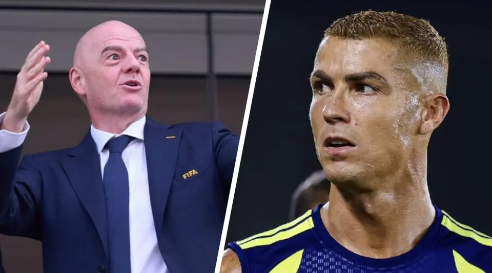 Cristiano Ronaldo y Gianni Infantino pasan un incómodo momento | X @Cristiano/MEXSPORT
