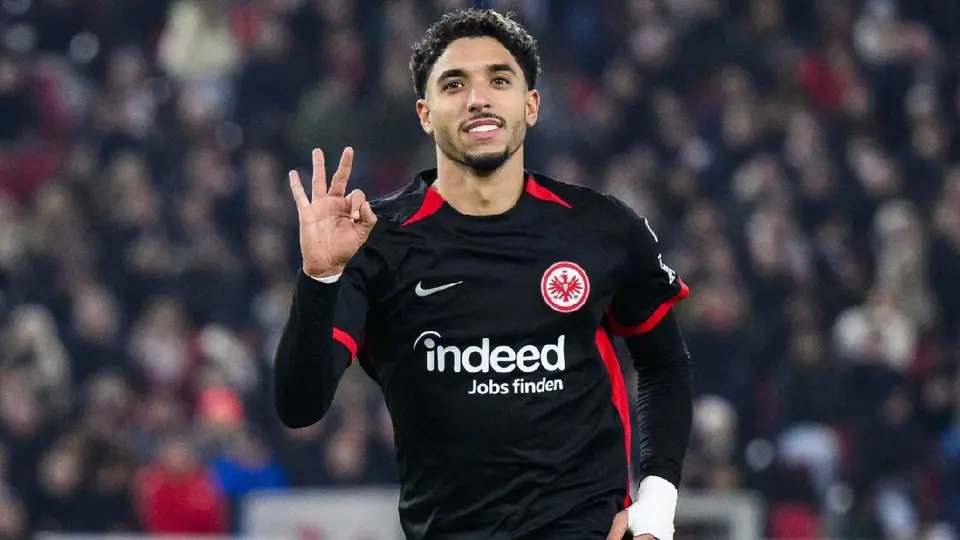 Omar Marmoush tras anotar con Frankfurt | AP