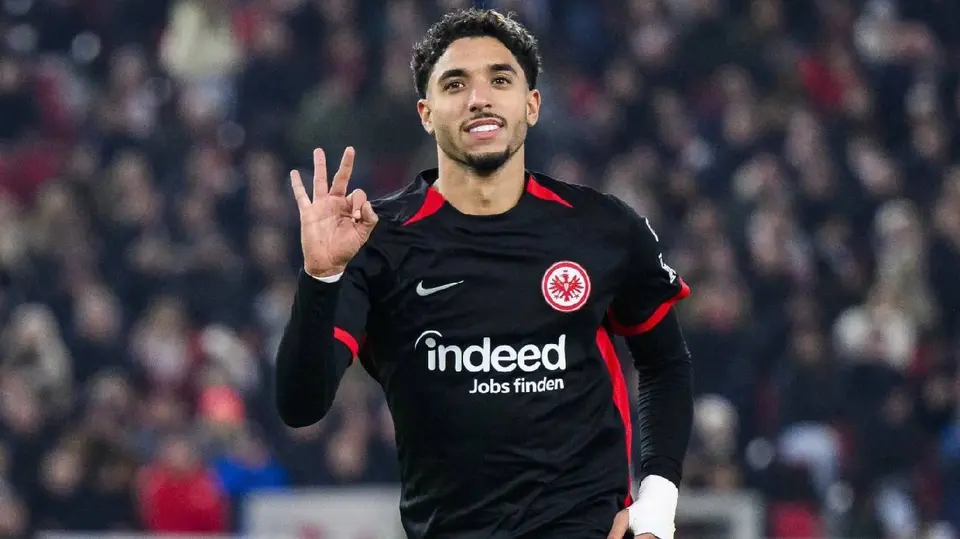 Omar Marmoush tras anotar con Frankfurt | AP