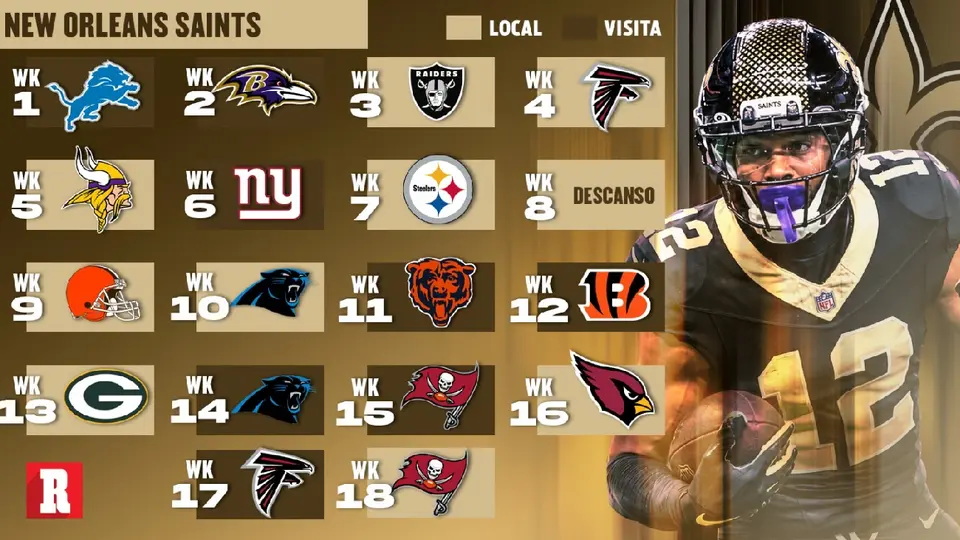 Calendario Temporada 2026 New Orleans Saints | RÉCORD
