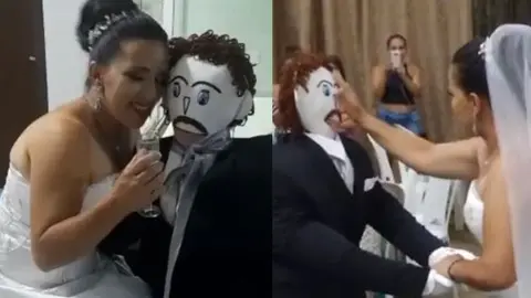 Video: Mujer es tendencia en redes tras casarse con muñeco de trapo