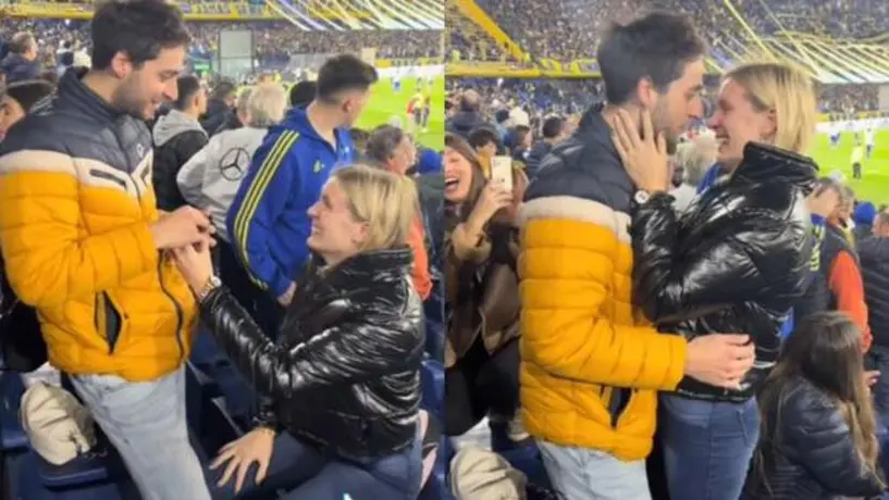 Video: Novia le propone matrimonio a su pareja en La Bombonera; él la ignora por el partido