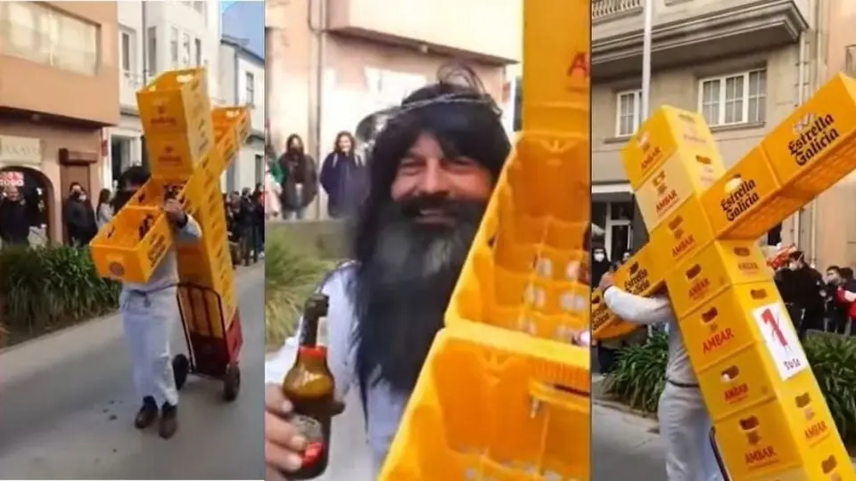 Video: Hombre cargó cruz hecha de cajas de cerveza