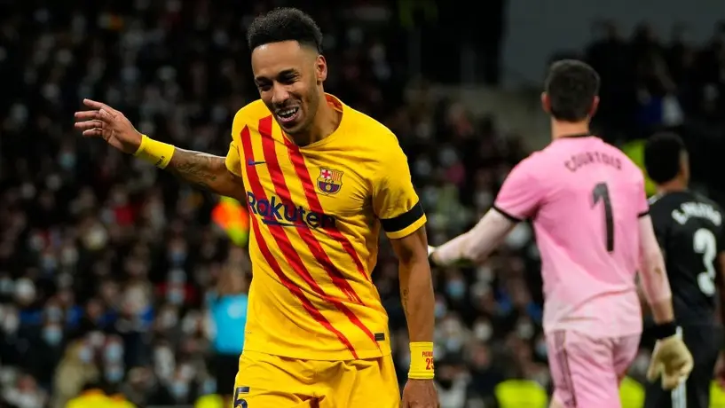 Barcelona: 'Vistió' a Pierre-Emerick Aubameyang de super saiyajin tras su festejo vs Real Madrid