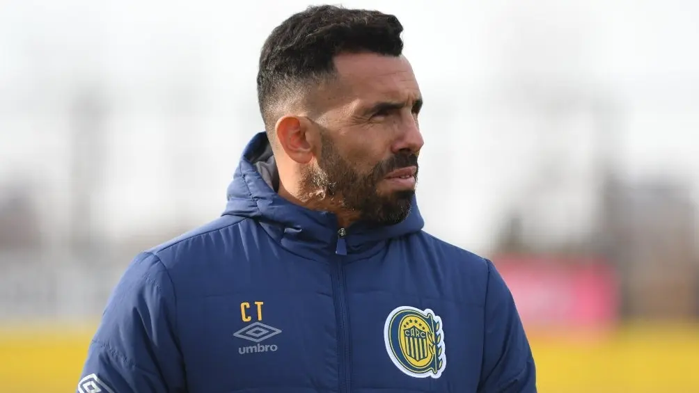 Carlos Tévez en su primer entrenamiento como DT de Rosario Central | TWITTER: @RosarioCentral