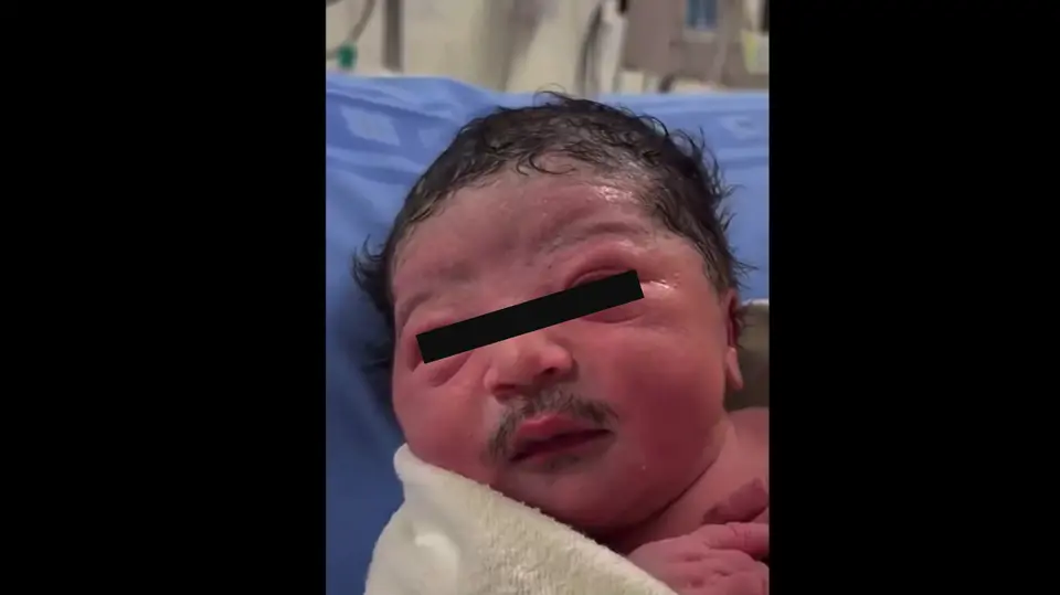 El video del bebé con bigote generó preguntas sobre su origen y la posibilidad de que haya sido modificado con inteligencia artificial. / RS