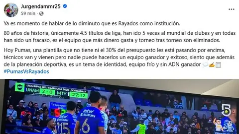 Así fue la burla de Damm contra Rayados | FB: @jugendammr25