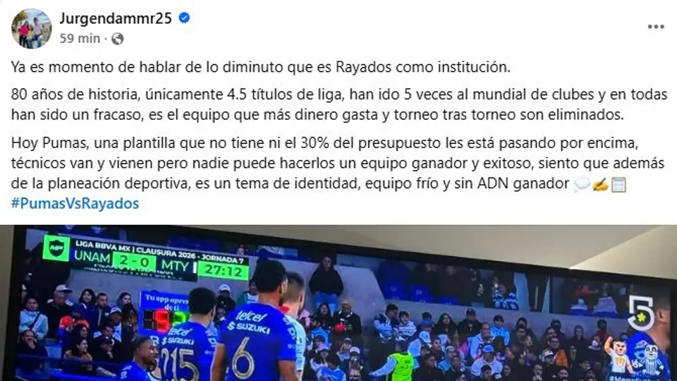 Así fue la burla de Damm contra Rayados | FB: @jugendammr25