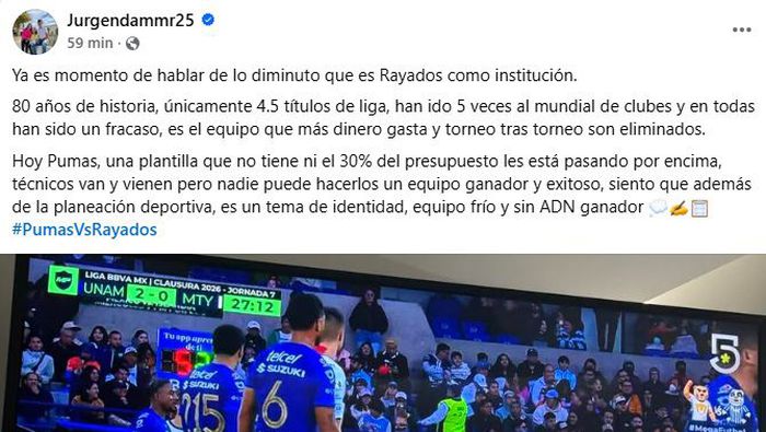 Así fue la burla de Damm contra Rayados | FB: @jugendammr25