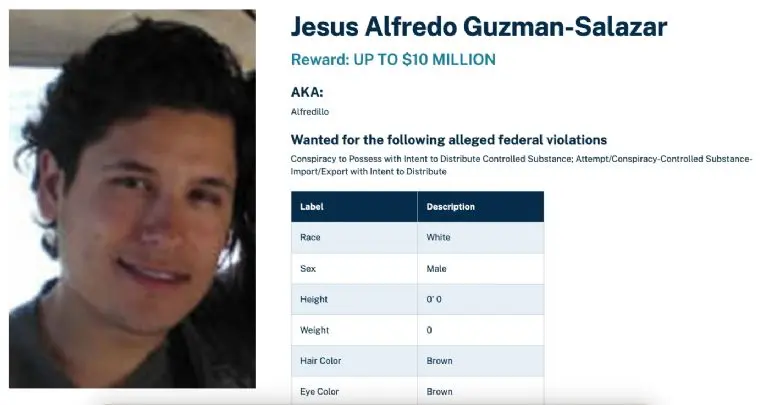 Jesús Alfredo Guzmán Salazar, alias “Alfredillo”, figura entre los objetivos prioritarios de la agencia antidrogas de Estados Unidos./ DEA