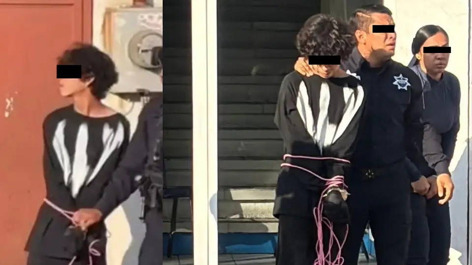 El presunto responsable fue detenido y amarrado por la policía / Redes Sociales