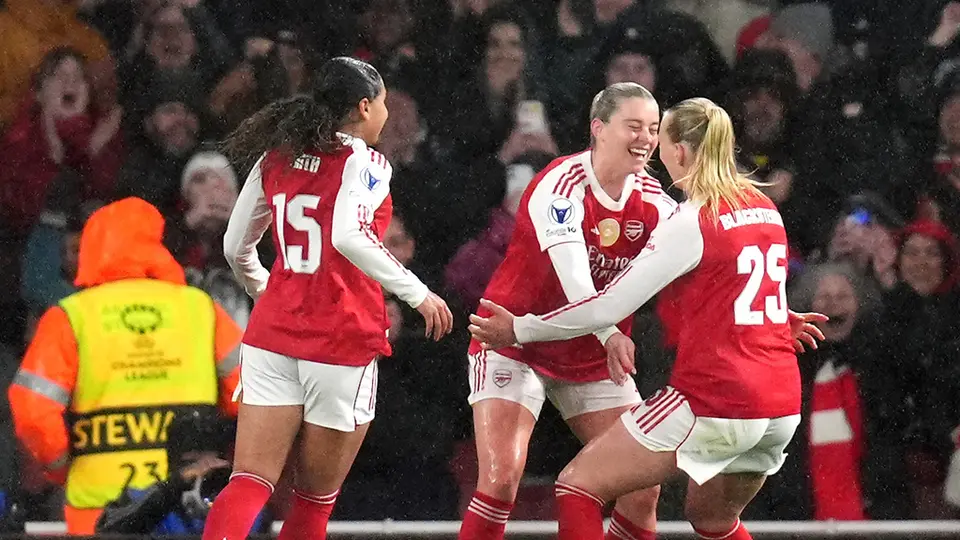 Alessia Russo en celebración en el partido de Arsenal contra Chelsea en la Champions League | AP