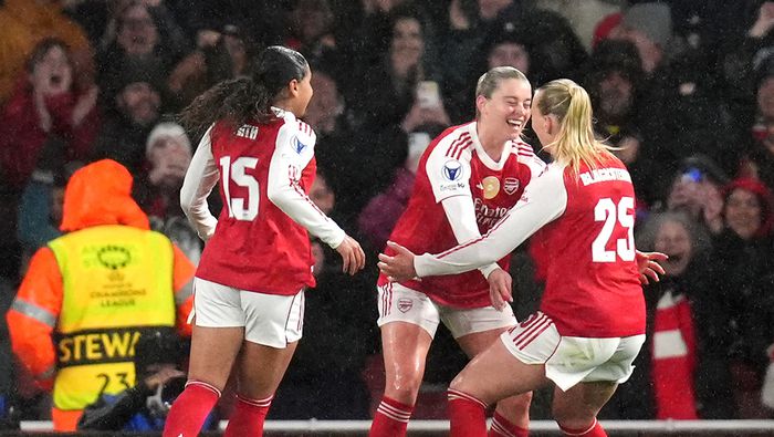Alessia Russo en celebración en el partido de Arsenal contra Chelsea en la Champions League | AP