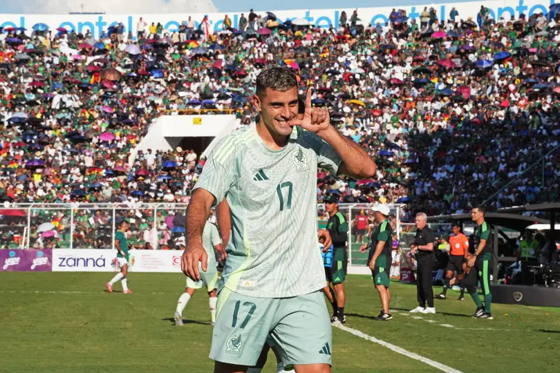 Germán Berterame en celebración con la Selección Mexicana en el amistoso ante Bolivia | MEXSPORT