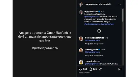 A través de redes sociales, Rey Grupero pidió a sus seguidores ayudar a difundir un mensaje dirigido a Omar García Harfuch./ Captura de pantalla