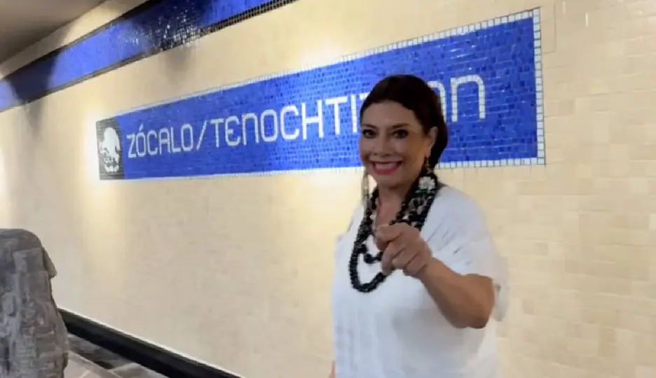Clara Brugada, Jefa de Gobierno de la Ciudad de México, en la reapertura del Metro Zócalo / X: @MetroCDMX