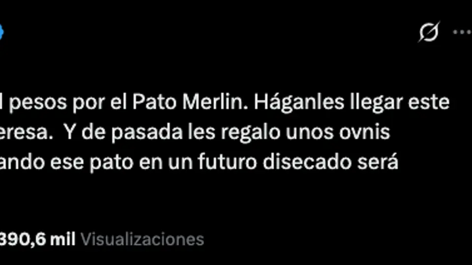 Poncho de Nigris aseguró que su oferta por el Pato Merlín es seria y pidió ayuda a sus seguidores para contactar a los dueños del ave./ Captura de pantalla