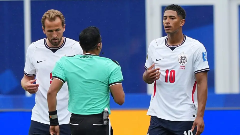 Jude Bellingham y Harry Kane en el partido de Inglaterra contra Ghana | AP