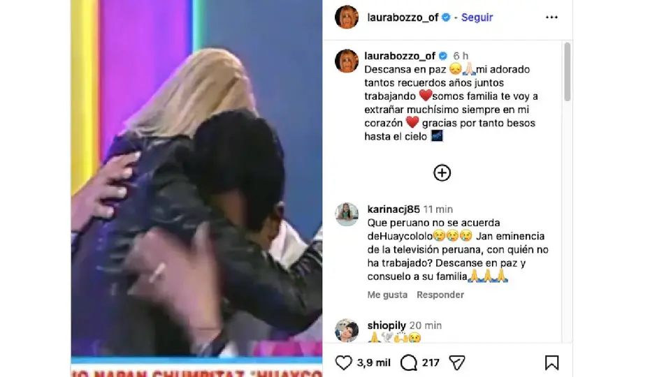 Laura Bozzo compartió un video de uno de sus reencuentros con 'Huaycoloro', material con el que confirmó el fallecimiento de su entrañable amigo./ Captura de pantalla