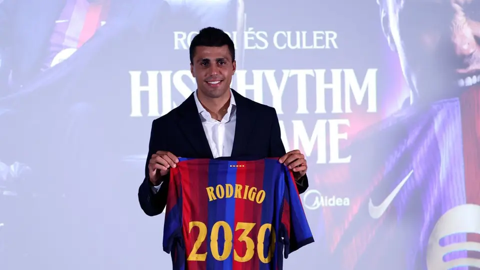 Rodri en su presentación como refuerzo de Barcelona | AP