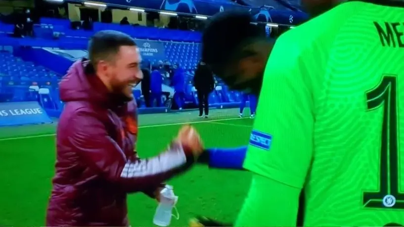 Real Madrid: Eden Hazard, riendo con sus excompañeros tras eliminación de Champions