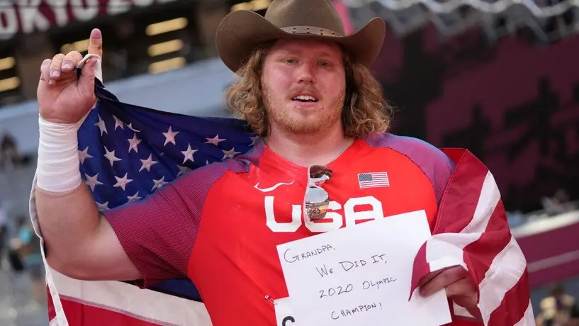 Tokio 2020: Ryan Crouser dedicó oro olímpico a su abuelo tras triunfar en lanzamiento de bala